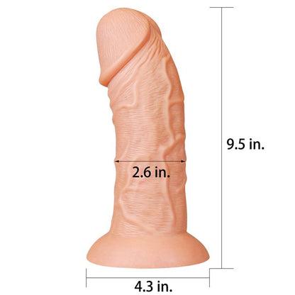 Didelis dildo su siurbtuku ir realistiška tekstūra