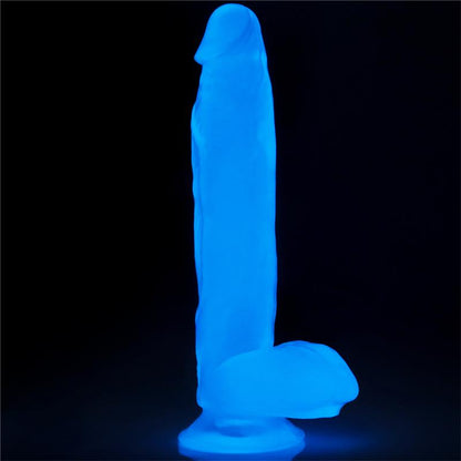 Dildo su mėlynos šviesos efektu ir tikroviška tekstūra