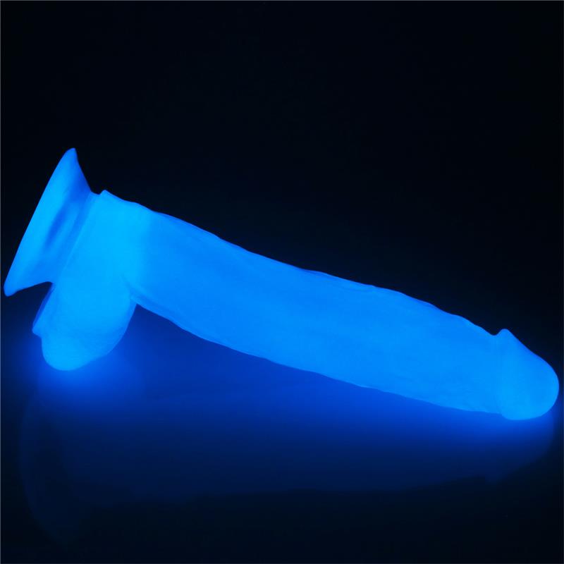 Dildo su mėlynos šviesos efektu ir tikroviška tekstūra