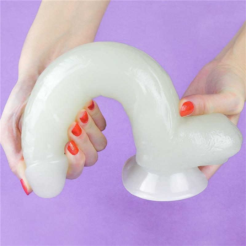 Dildo su mėlynos šviesos efektu ir tikroviška tekstūra