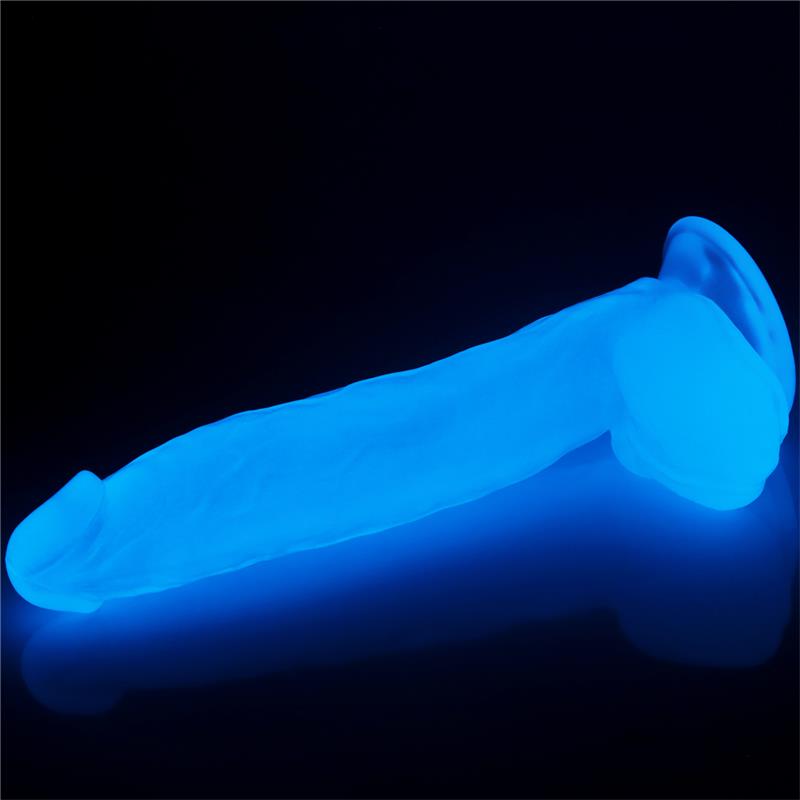 Dildo su mėlynos šviesos efektu ir tikroviška tekstūra