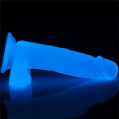 Šviečiantis dildo su mėlynos šviesos efektu