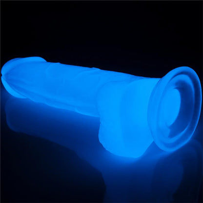 Šviečiantis dildo su mėlynos šviesos efektu
