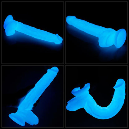 Švytintis dildo su ergonomiška forma