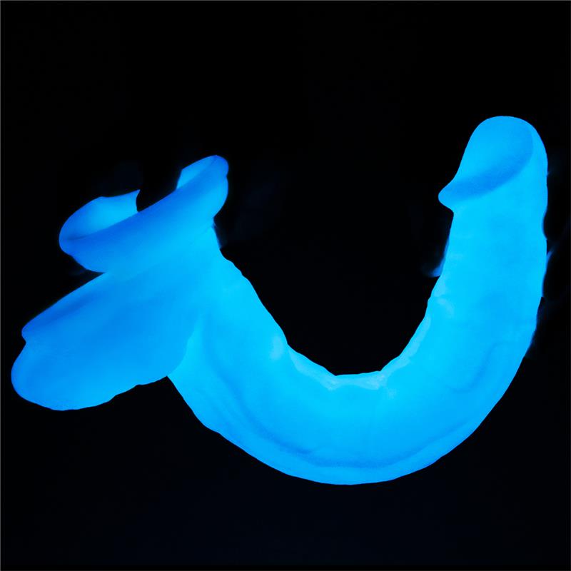 Švytintis dildo su ergonomiška forma