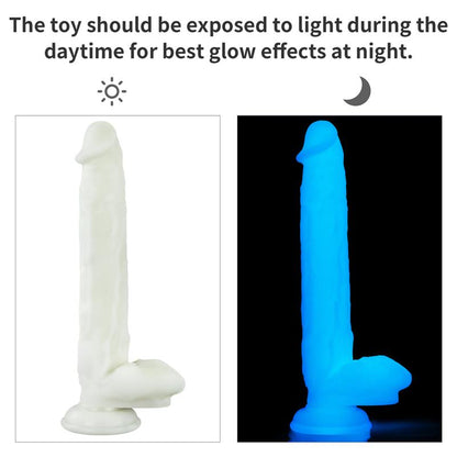 Švytintis dildo su ergonomiška forma