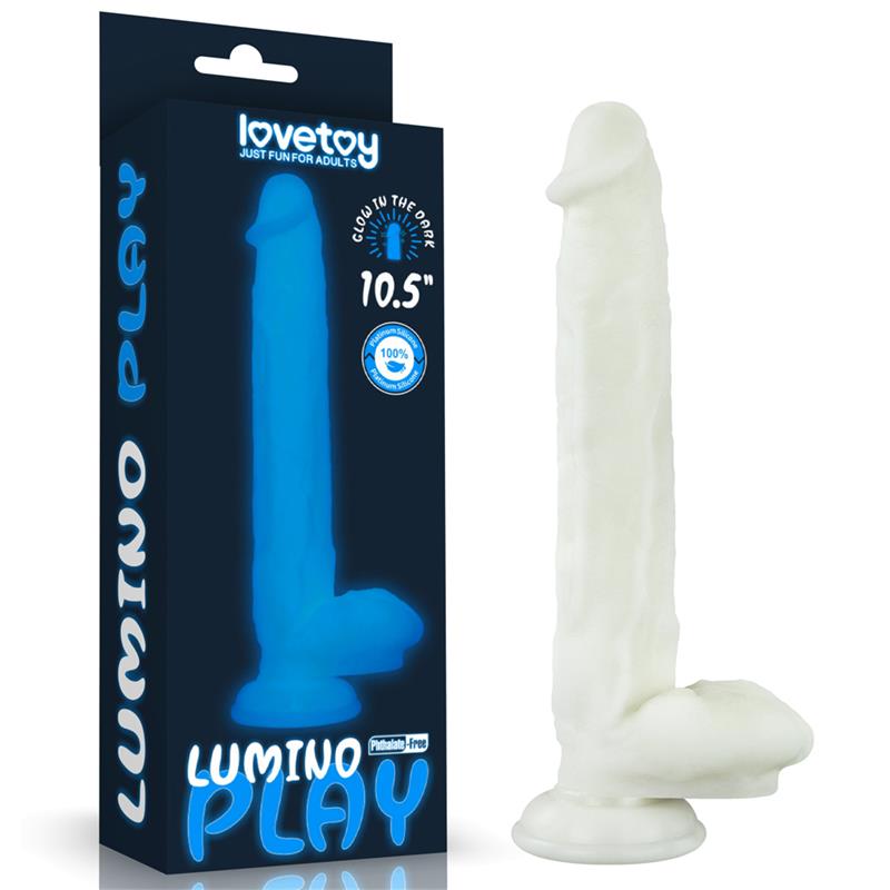 Švytintis dildo su ergonomiška forma