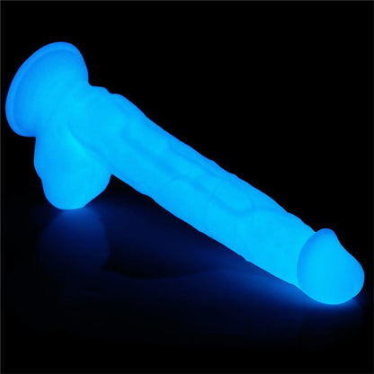 Švytintis dildo su ergonomiška forma