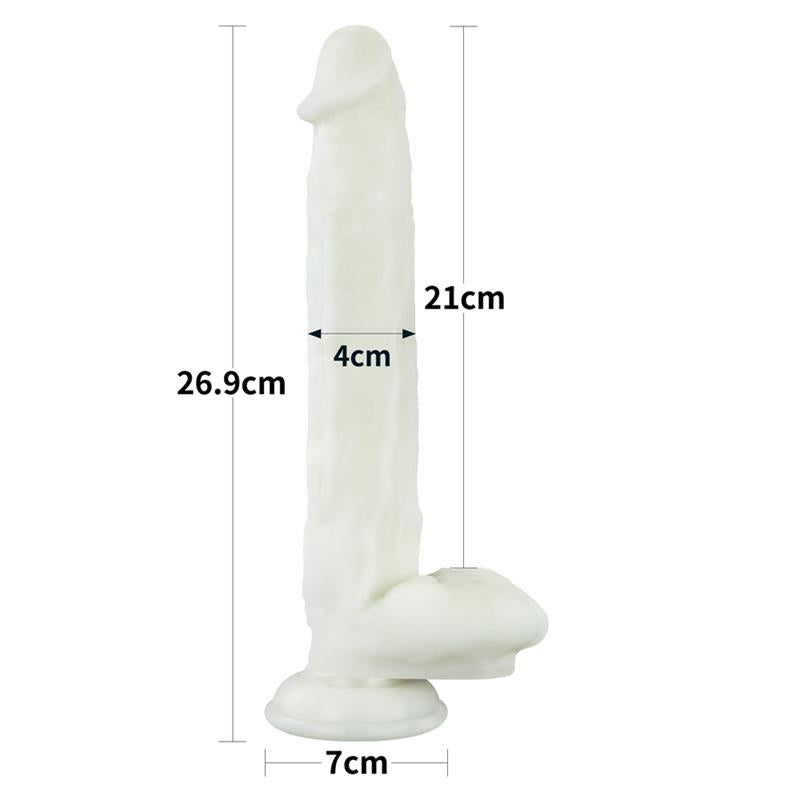 Švytintis dildo su ergonomiška forma