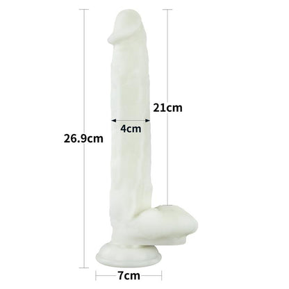 Švytintis dildo su ergonomiška forma