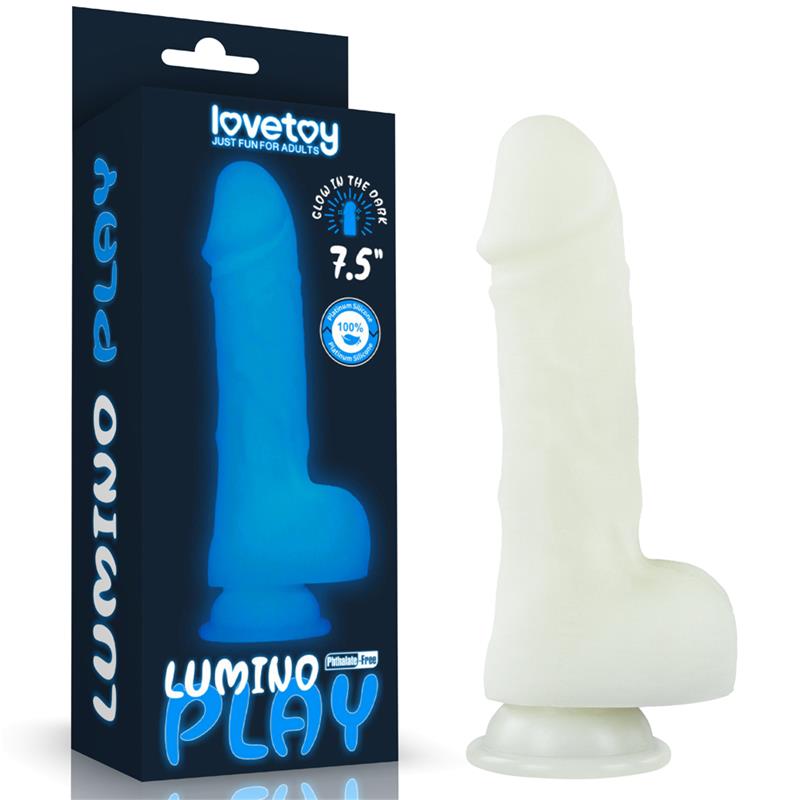 Švytintis dildo su ergonomiška tekstūra