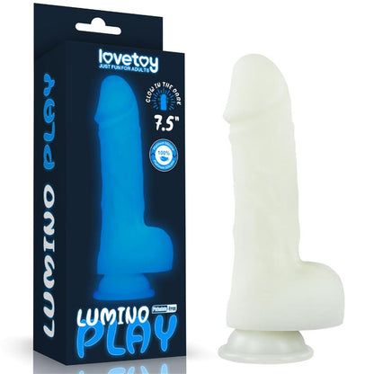 Švytintis dildo su ergonomiška tekstūra