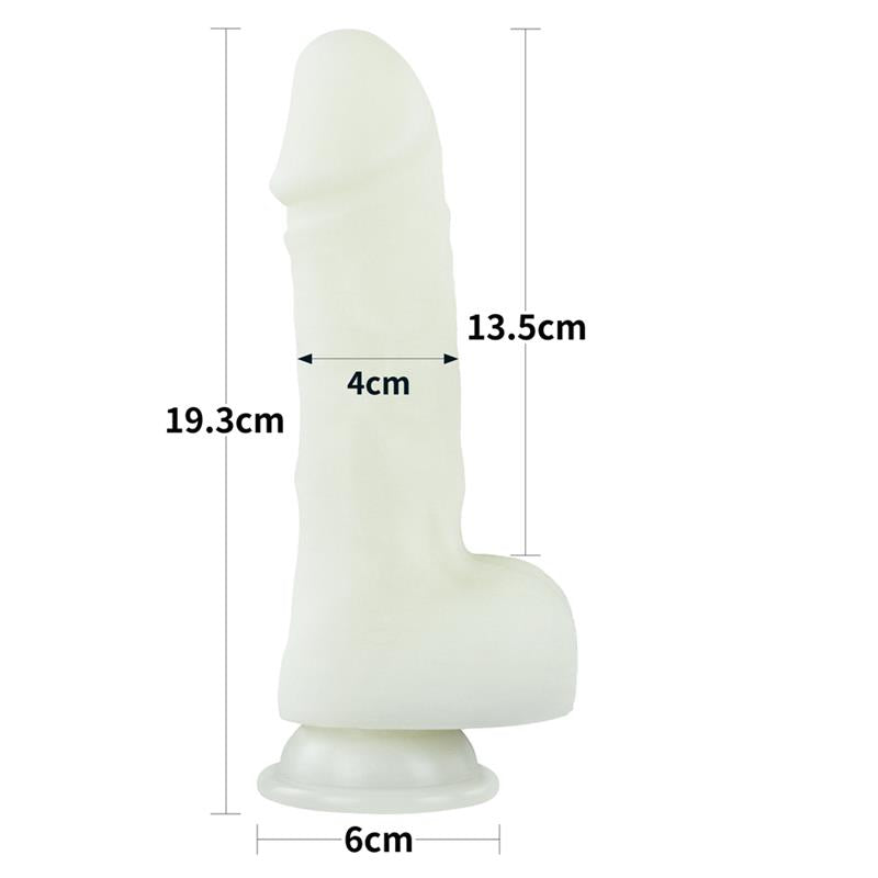 Švytintis dildo su ergonomiška tekstūra