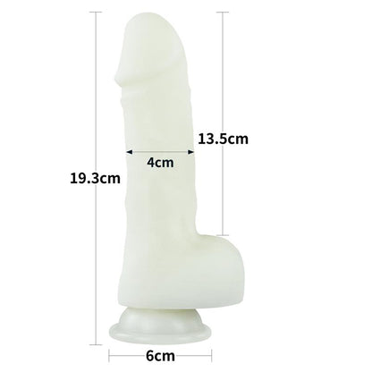 Švytintis dildo su ergonomiška tekstūra