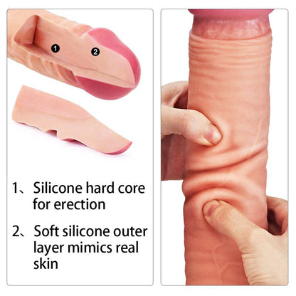 Dvigubo tankio silikoninis dildo su siurbtuku