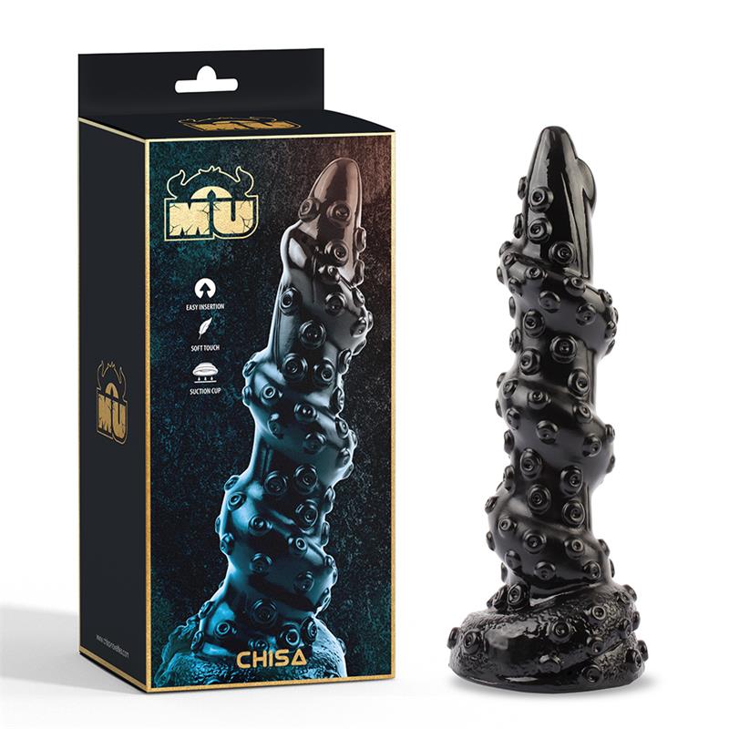 Tekstūruotas dildo su siurbtuku ir ergonomiška forma