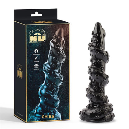 Tekstūruotas dildo su siurbtuku ir ergonomiška forma