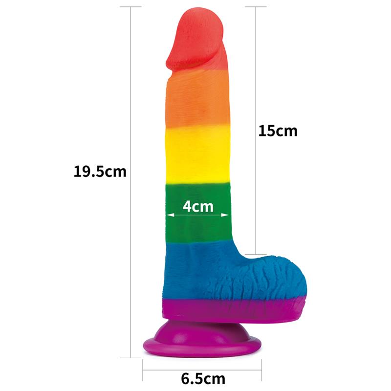 Spalvota dildė su siurbtuku ir ergonomišku profiliu