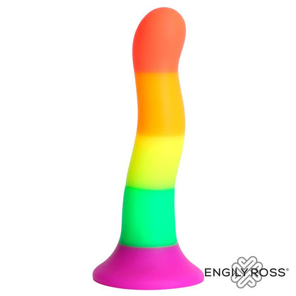Vaivorykštės dildo su siurbtuku ir skysto silikono paviršiumi