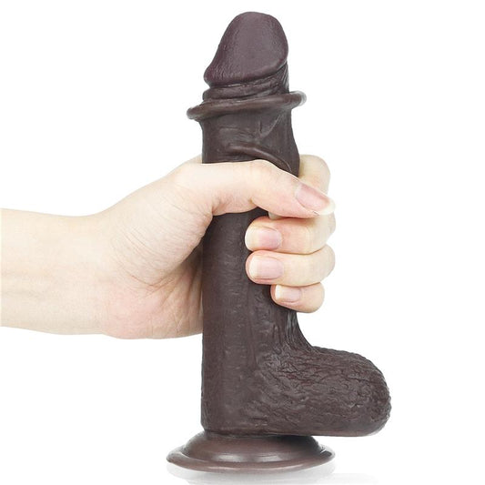 Dvisluoksnis dildo su tikroviška tekstūra