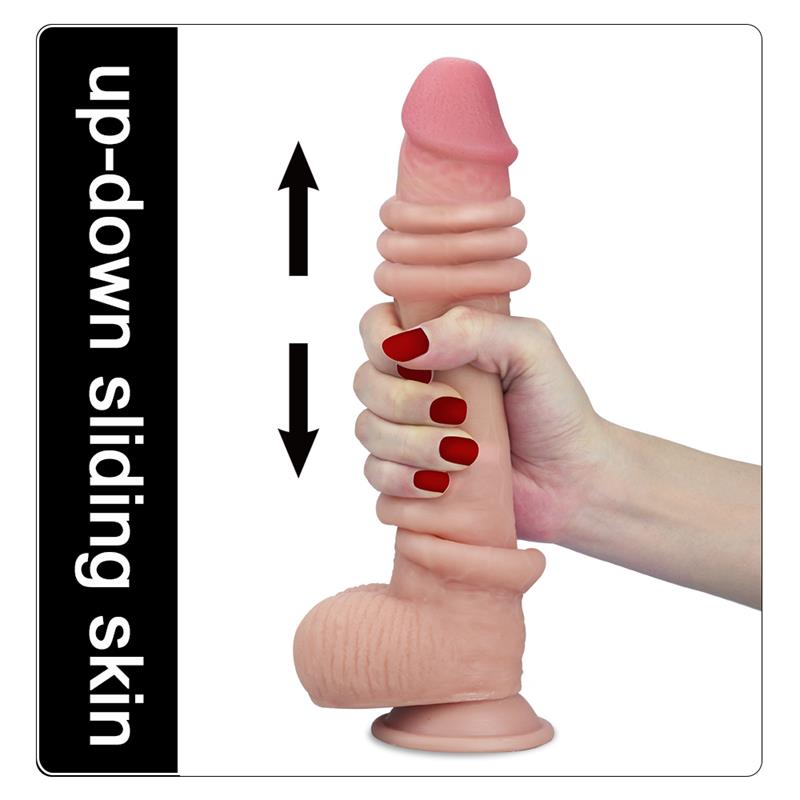 Dvisluoksnis dildo su natūralia tekstūra