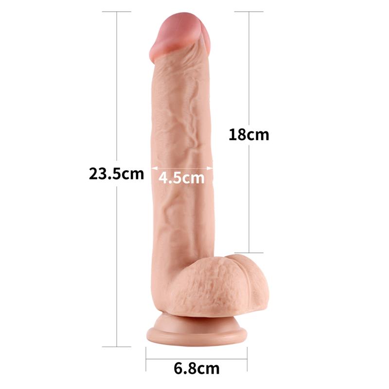 Dvisluoksnis dildo su natūralia tekstūra