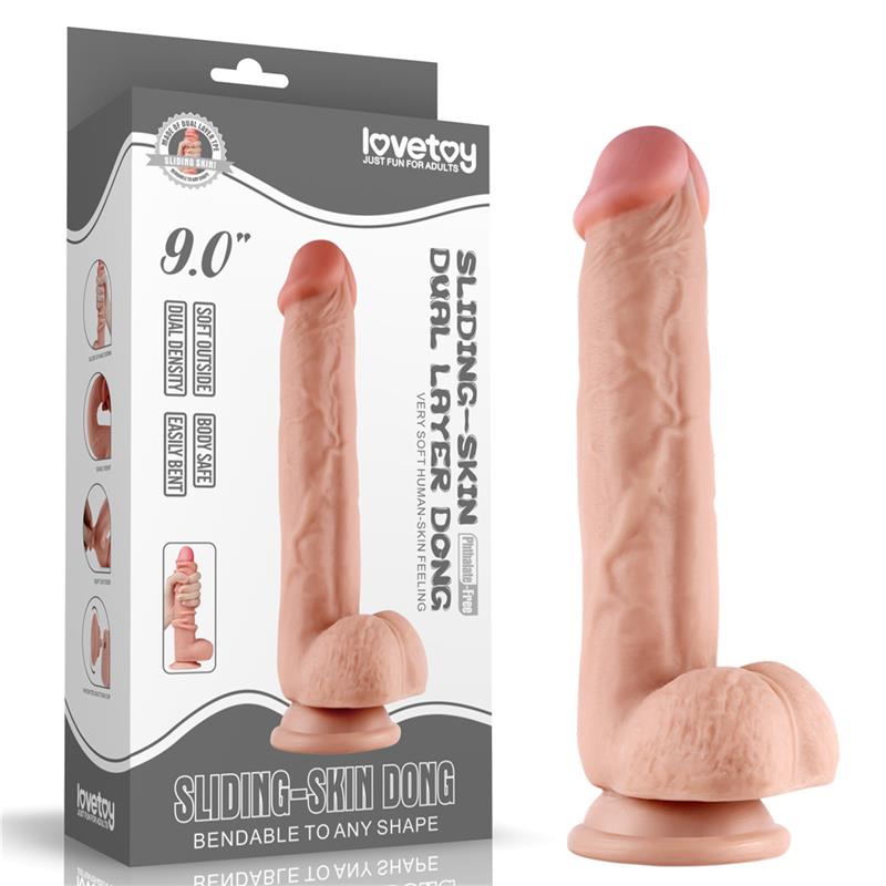 Dvisluoksnis dildo su natūralia tekstūra