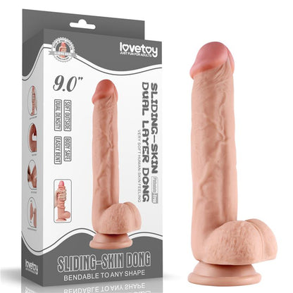 Dvisluoksnis dildo su natūralia tekstūra