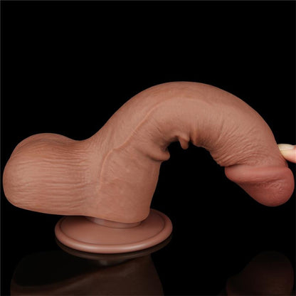 Tikroviškas dildo su dvigubu tankiu ir lankstumu