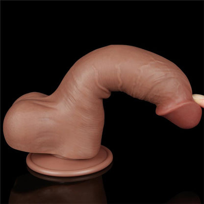 Dvigubo sluoksnio dildo su natūraliu pojūčiu