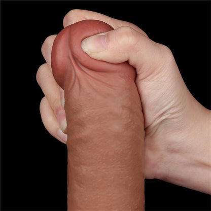 Tikroviškas dildo su dviejų sluoksnių konstrukcija