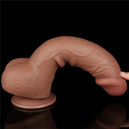 Tikroviškas dildo su dviejų sluoksnių konstrukcija