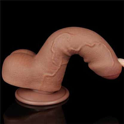 Tikroviškas dildo su dviejų sluoksnių konstrukcija