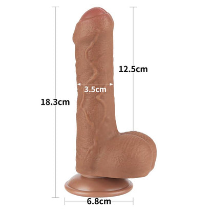 Tikroviškas dildo su dviejų sluoksnių konstrukcija