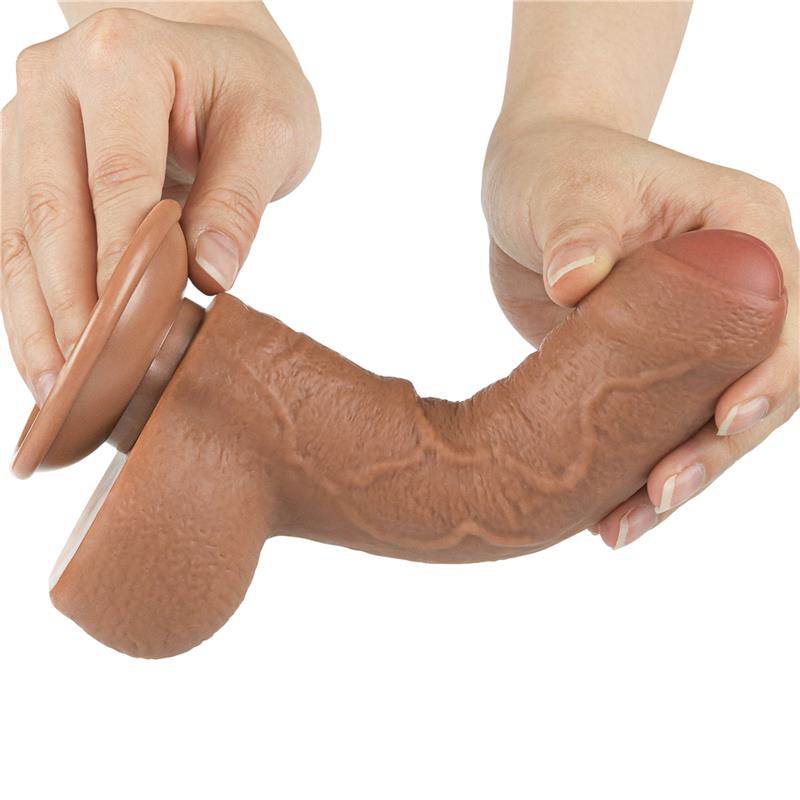 Tikroviškas dildo su dviejų sluoksnių konstrukcija