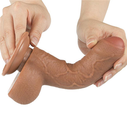 Tikroviškas dildo su dviejų sluoksnių konstrukcija