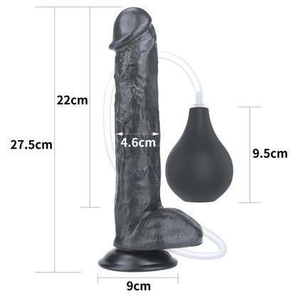 Dildo su purškimo funkcija ir siurbtuku