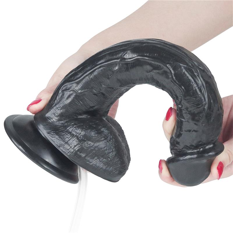Dildo su purškimo funkcija ir siurbtuku