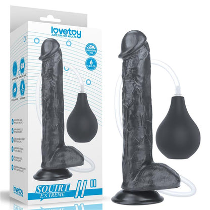 Dildo su purškimo funkcija ir siurbtuku