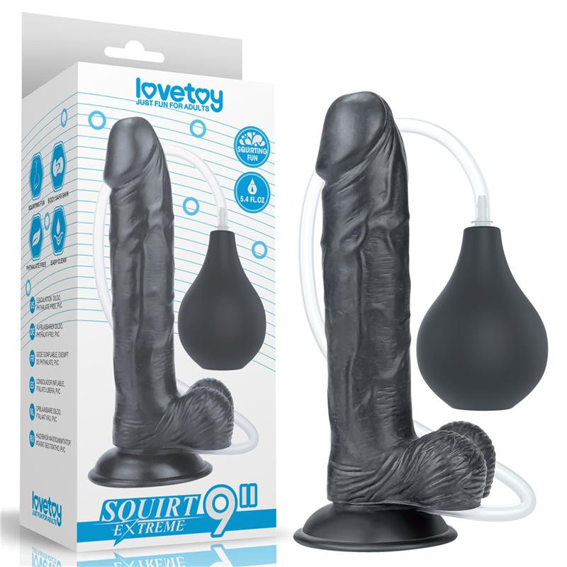 Purškiantis dildo su siurbtuku ir anatomiška forma