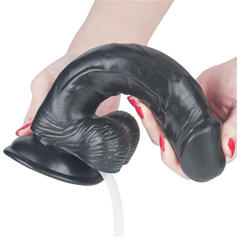 Purškiantis dildo su siurbtuku ir anatomiška forma