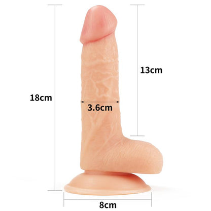 Realistiškas dildo su siurbtuku ir minkšta tekstūra