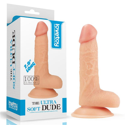 Realistiškas dildo su siurbtuku ir minkšta tekstūra