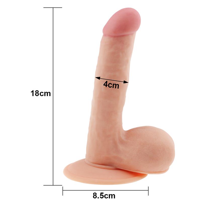 Minkštas dildo su siurbtuku ir tikrovišku pojūčiu