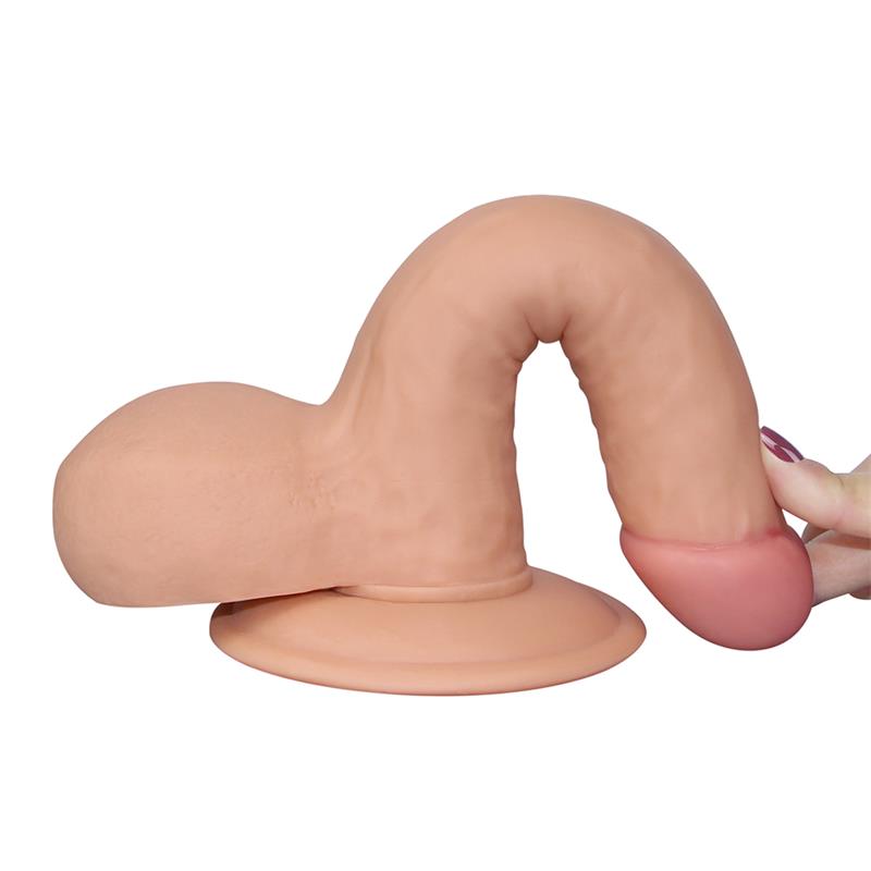 Minkštas dildo su siurbtuku ir tikrovišku pojūčiu