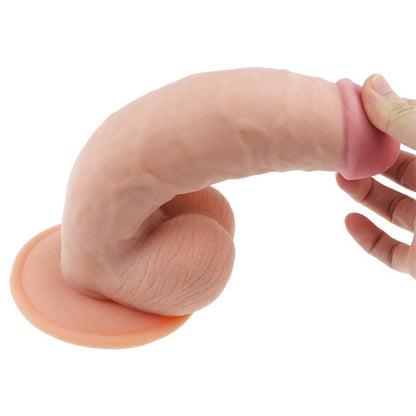 Minkštas dildo su siurbtuku ir realistiška tekstūra