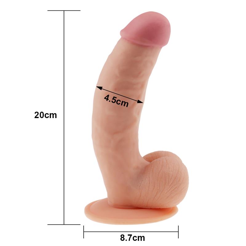 Minkštas dildo su siurbtuku ir realistiška tekstūra