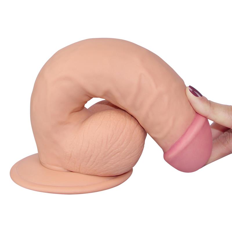 Minkštas dildo su siurbtuku ir realistiška tekstūra