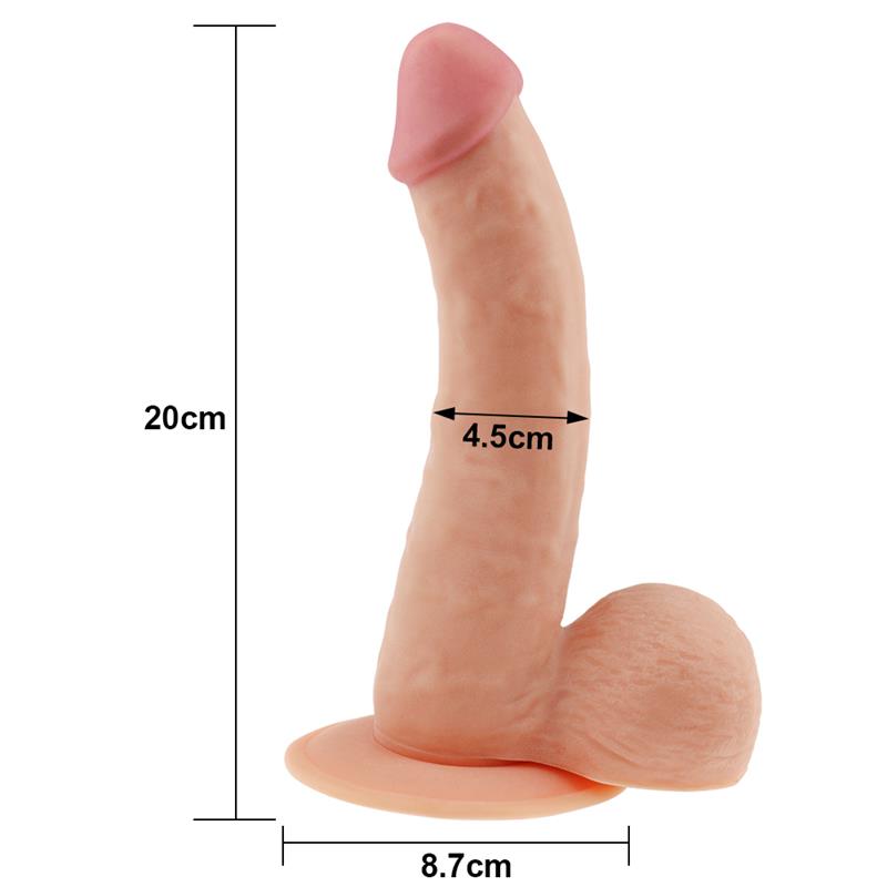 Realistinis dildo su siurbtuku ir minkšta tekstūra
