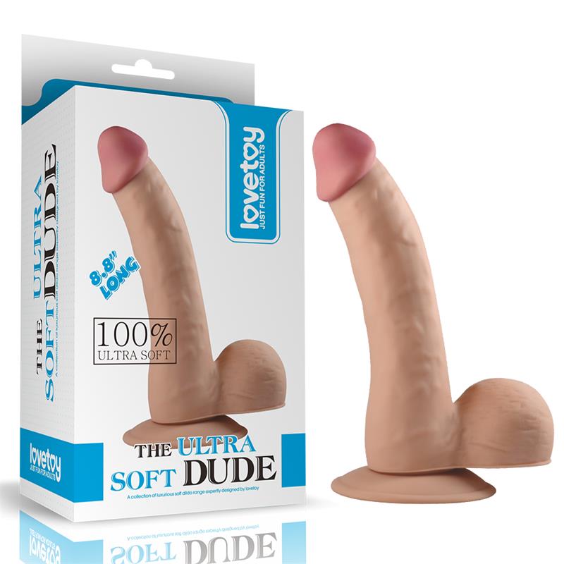 Realistinis dildo su siurbtuku ir minkšta tekstūra